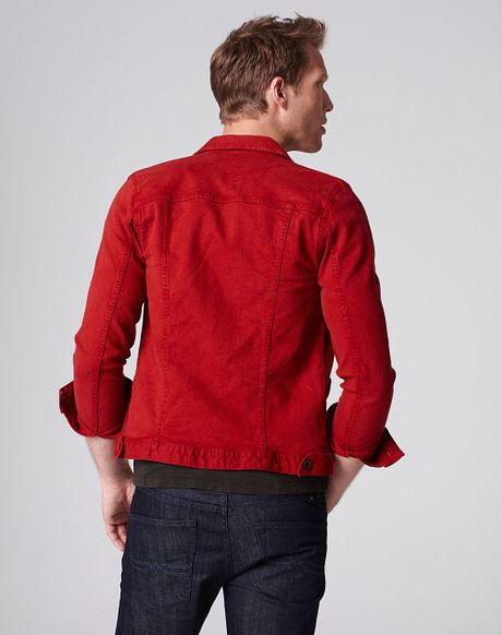 jean jacket men red