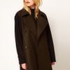 Mango Contrast Sleeve Military Coat in Brown (khaki) - Lyst
