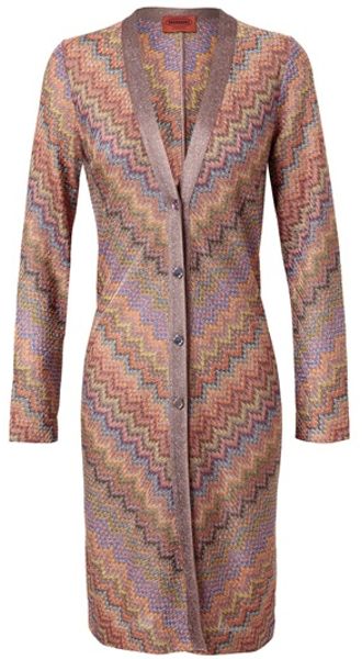 Missoni Long Zigzag Knit Cardigan in Multicolor (multi) - Lyst