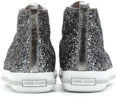 miu miu silver glitter shoes