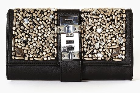 Nasty Gal Rock Candy Clutch in Silver (black) - Lyst