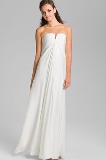 Nicole Miller Strapless Silk Chiffon Gown - Lyst