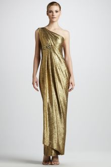 Notte By Marchesa Draped Metallic Gown - Lyst
