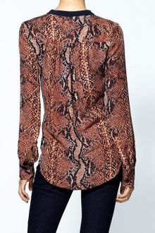 Rebecca Taylor Python Printed Silk Henley Blouse - Lyst