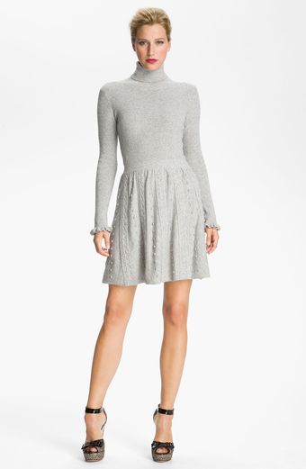 RED Valentino Cable Knit Turtleneck Dress - Lyst