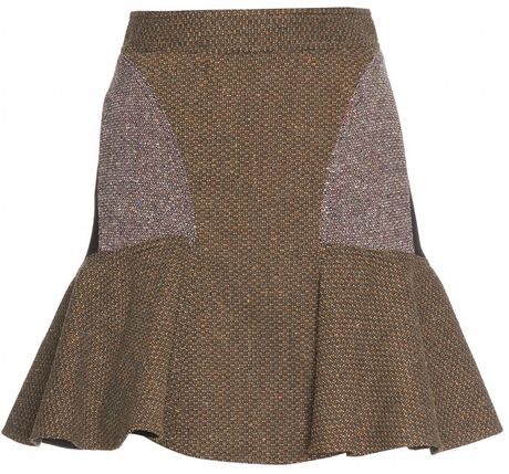 Stella Mccartney Patch work Skirt in Brown (bark) - Lyst