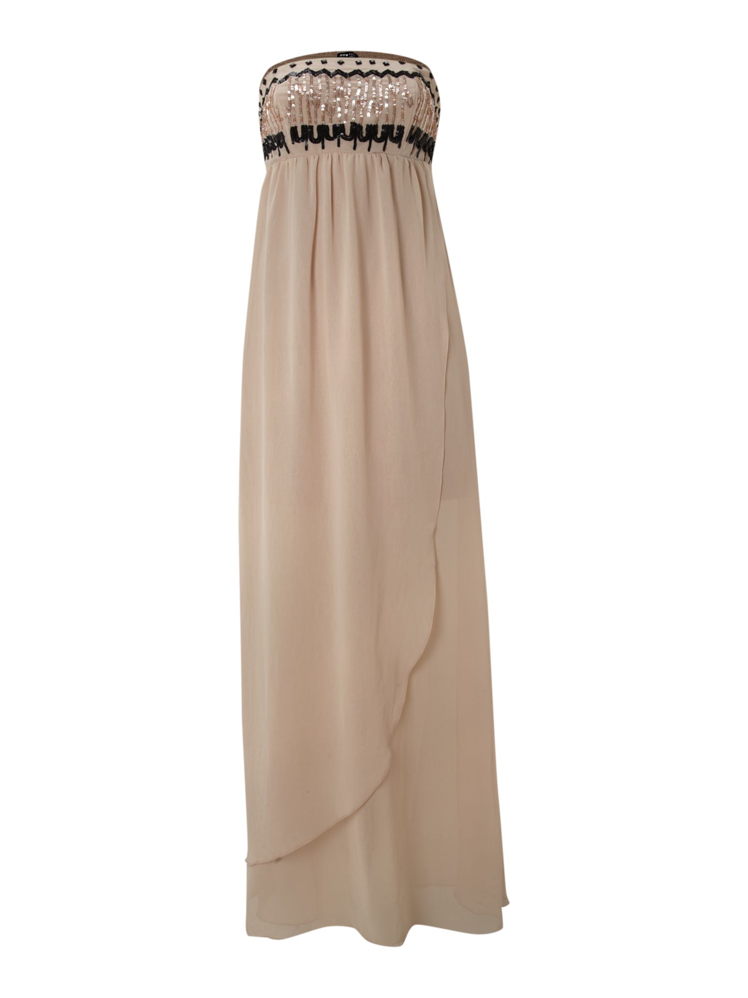 Tfnc Maxi Sequin Bandeau Dress In Beige Nude Lyst