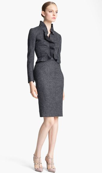 Valentino Ruffle Tweed Jacket - Lyst