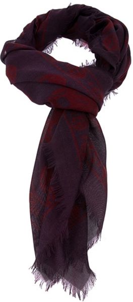 Alexander Mcqueen Skull Print Scarf in Purple - Lyst