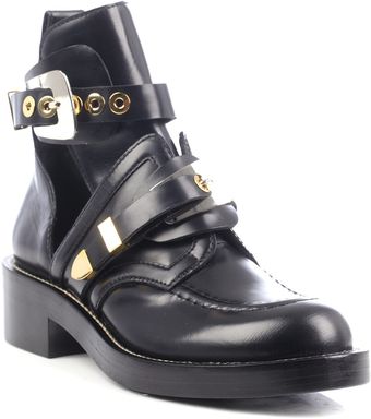 Balenciaga Cutout Leather Ankle Boots - Lyst