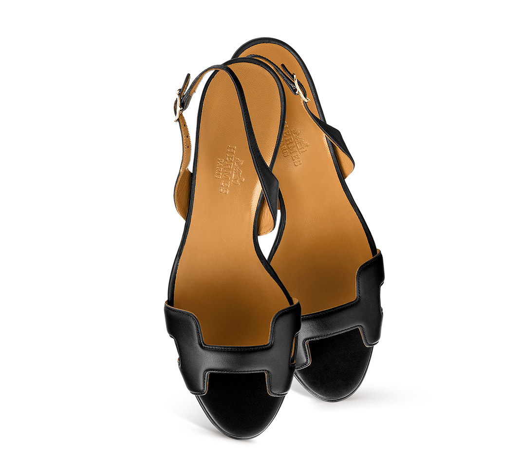 hermes black heels
