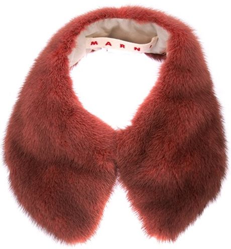Marni Mink Fur Collar in Red - Lyst
