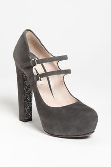 Miu Miu Glitter Heel Pump - Lyst