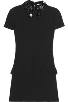 Miu Miu Embellished collar Cady Mini Dress - Lyst
