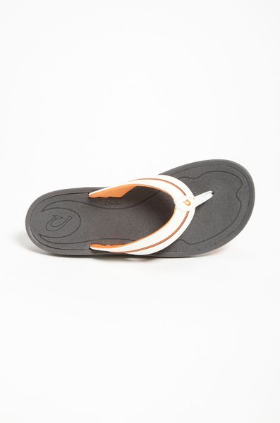 Olukai Lele Flip Flop in White (off white charcoal) | Lyst