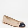 Prada Bow Ballerina Flat in Beige (nude/ black) - Lyst