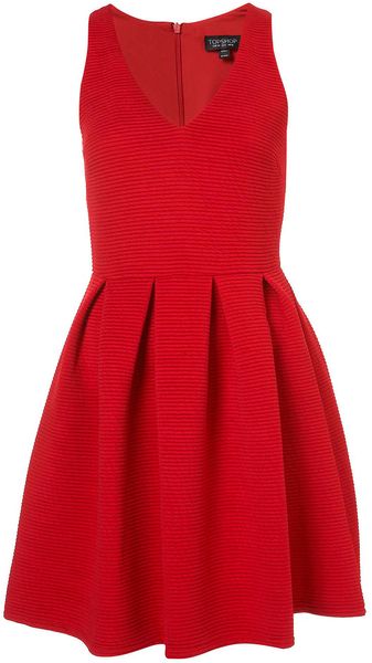 Topshop Cherry Twist Rib Skater Dress - Lyst