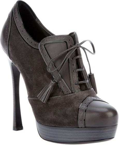 Yves Saint Laurent Laceup Pump in Gray (grey) - Lyst