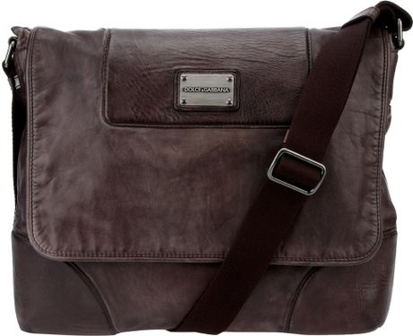 Dolce & Gabbana Leather Messenger Bag in Brown for Men - Lyst