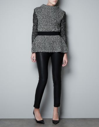 Zara Twist Knit Frilled Jumper - Lyst