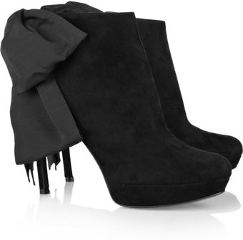 Alexander McQueen Bowembellished Suede Boots - Lyst