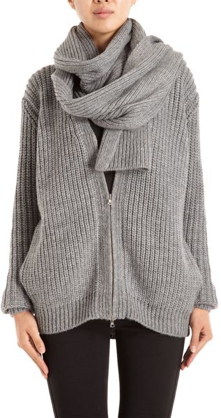 3.1 Phillip Lim Zip Cardigan with Scarf - Lyst
