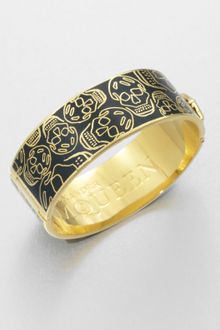 Alexander McQueen Enamel Skull Cuff Bracelet - Lyst