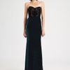 Badgley Mischka Beaded Velvet Gown in Blue (teal) - Lyst