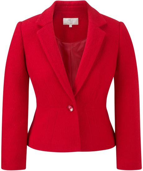 red boiled wool coat
