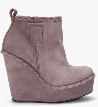 Pedro Garcia Grey Suede Hedy Wedges - Lyst