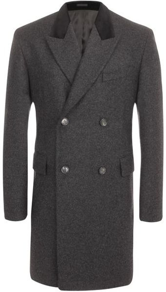 Alexander McQueen Velvet Collar Double Breasted Coat - Lyst