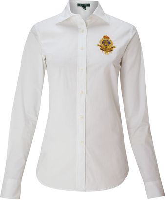 Lauren by Ralph Lauren Alie Long Sleeve Shirt with Crest - Lyst