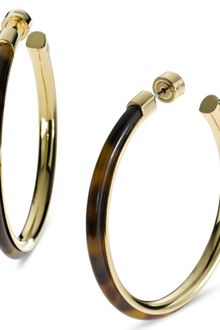 Michael Kors Gold Tone Tortoise Large Hoop Earrings - Lyst