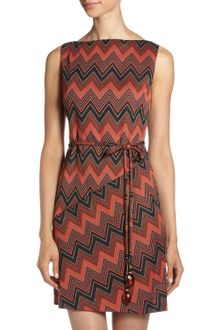 Muse Chevron-Print Belted Dress - Lyst