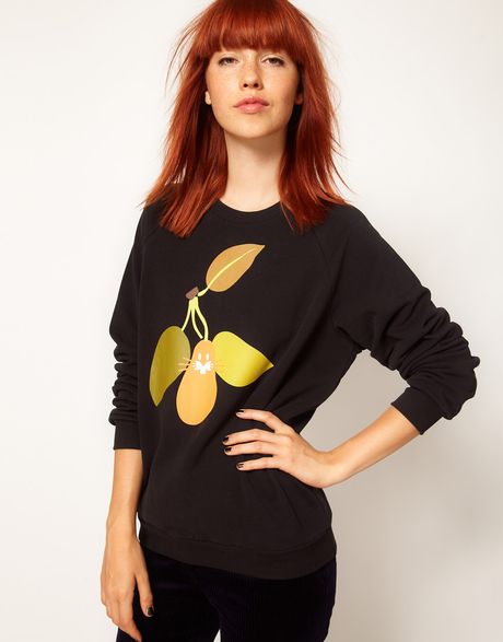 Peter Jensen Pear Sweatshirt in Black (blackorange) - Lyst