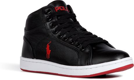 polo black leather sneakers