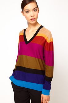 Sonia By Sonia Rykiel Color Block Sweater with V Neck - Lyst