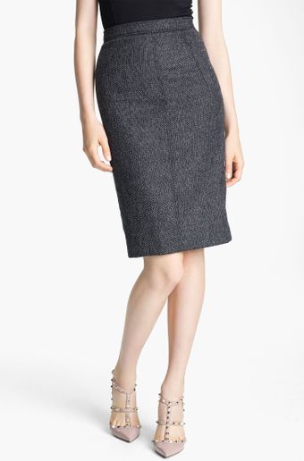 Valentino Slim Tweed Skirt - Lyst