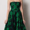 Alexander Mcqueen Flower Lace Strapless Dress in Green (emerald) - Lyst