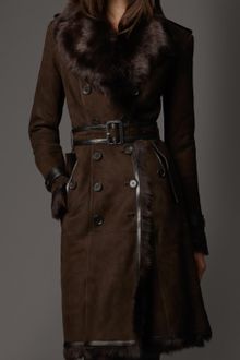 Burberry Long Shearling Trench Coat - Lyst