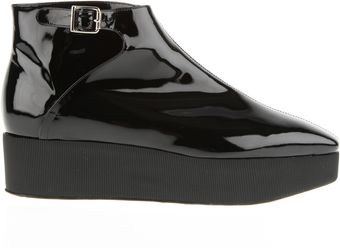 Carven Wedge Boots in Smooth Black Patent Leather - Lyst