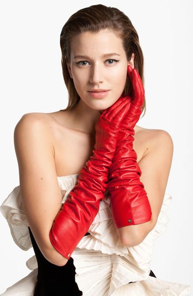 Lanvin Long Lambskin Leather Gloves In Red Lyst 7003
