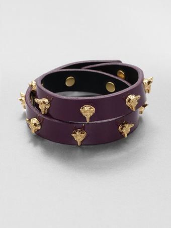 Tory Burch Fox Studded Double Wrap Patent Leather Bracelet - Lyst