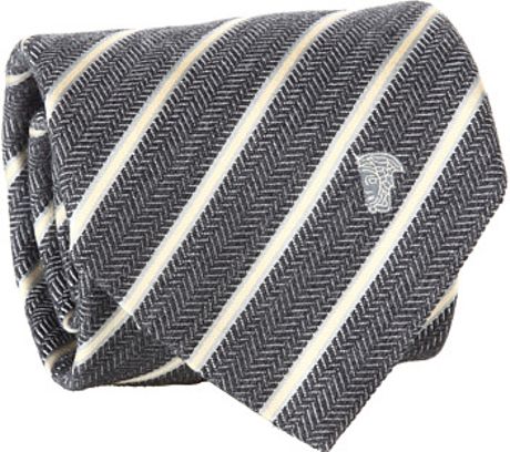 Versace Chevron Stripe Dynasty Tie in Gray for Men (g) - Lyst