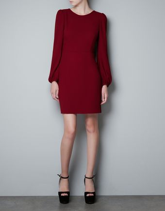 Zara Puff Sleeve Dress - Lyst