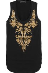 Alexander McQueen Embroidered Cotton Tank