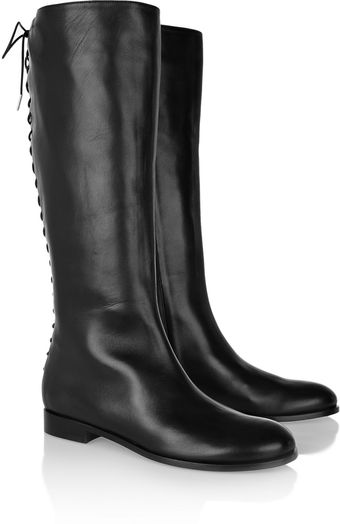 Alexander McQueen Laceup Leather Knee Boots - Lyst