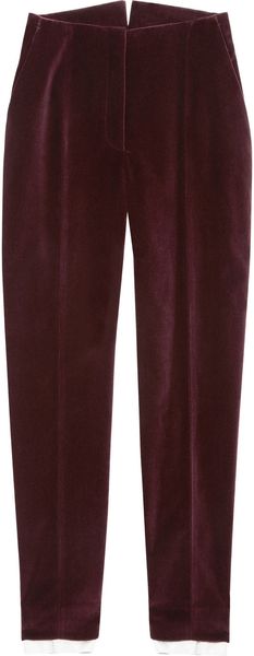Alexander Mcqueen Velvet High Rise Skinny Pants in Purple (burgundy) - Lyst