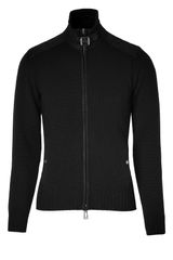 Belstaff Black Wool Pelham Cardigan with Leather Trim