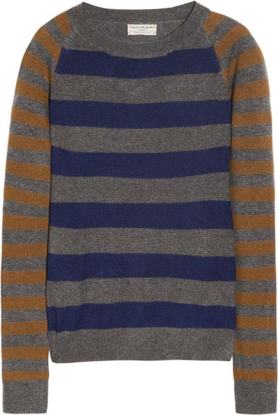 Chinti And Parker Striped Cashmere Sweater in Blue (gray) - Lyst
